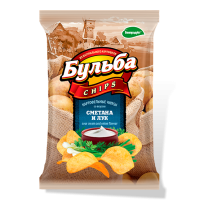 Чипсы картофельные "Бульба chips" со вкусом сметаны и лука (из сырного картофеля) 75г*28